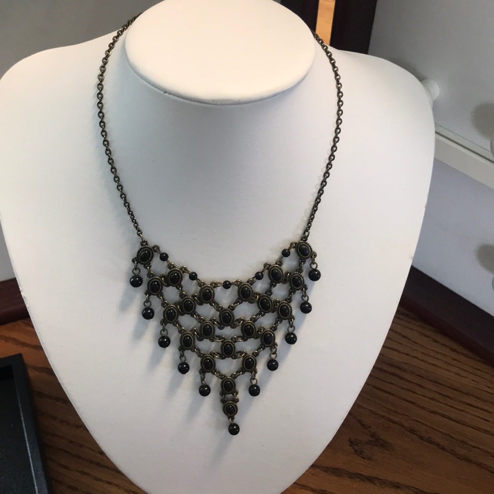 Antique Gold Bib Style Necklace